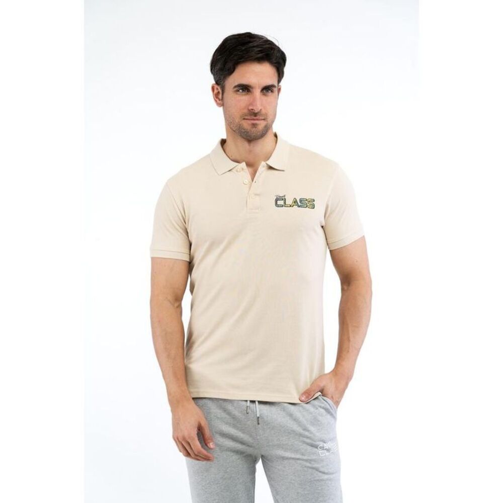 Cavalli Class Beige Cotton Polo Men's Shirt
